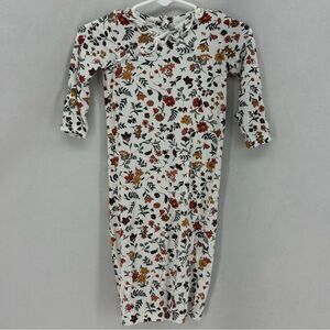 Angel Dear Baby Girl 0-3 Months White Gold Orange Floral Night Gown Ruffle